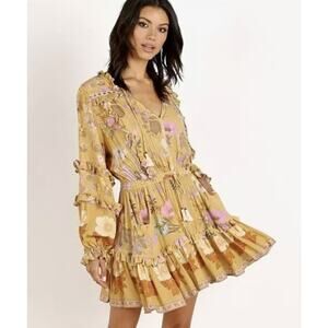 Spell & The Gypsy Collective Wild Bloom Long Sleeve Play Dress Mustard - Size M